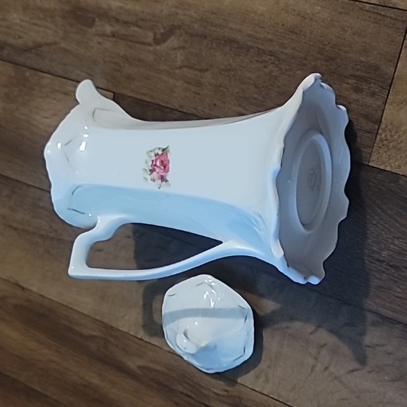 Antique Victorian Chocolate Pot German Porcelain PinkRoses Shabby Cottage Chic - Picture 4 of 7